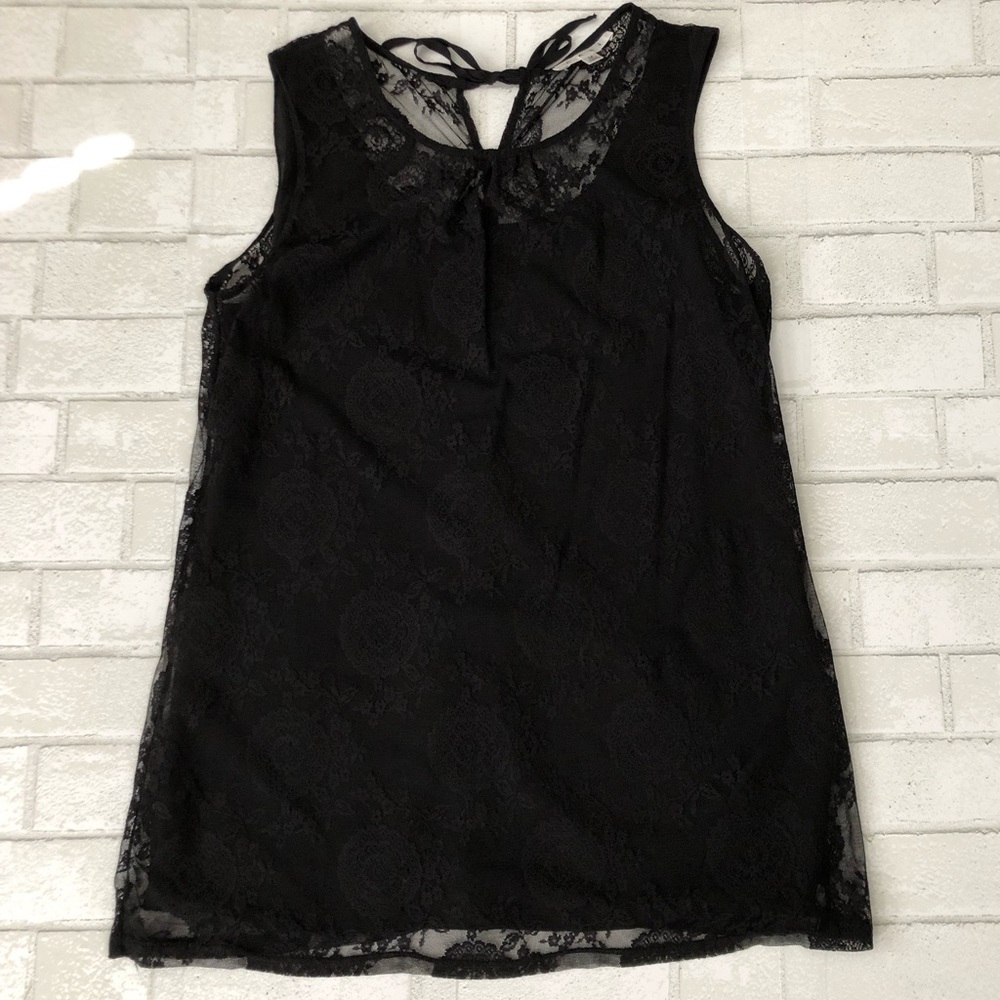 CAbi Black Lace Sleeveless Tank